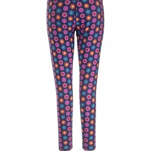 Terez Floral Patterned Leggings Pink/Blue/Purple Size Medium